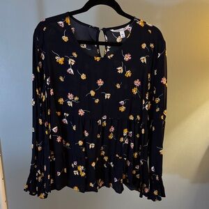 POPSUGAR navy floral blouse